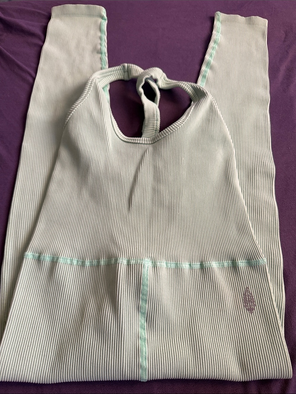 FP Movement by Free People Ribbed Halter Romper in Light Mint